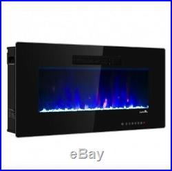 Electric Recessed Fireplace Wall Insert Log Flame Remote 36'' Warm Heater Mount