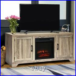 Electric Wall Fireplace Insert Log Flame Effect Remote 18'' Warm Heater TV Moun
