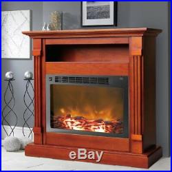 Electronic Fireplace Mantel with Insert and Remote Control Home Heating in Cherry