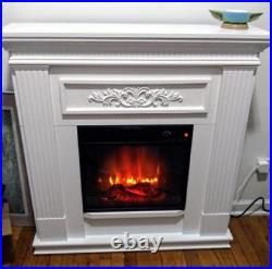 Elegant Fireplace 38 White Mantel and Insert Electric Timer Remote Home Warm