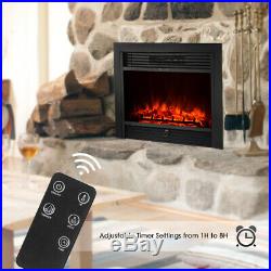 Embeddable Electric Wall Insert Fireplace Heater 28.5 Home Wood Stove + Remote