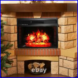 Embedded 26 Electric Fireplace Insert Heater 7 Colors Log Flame Remote Control