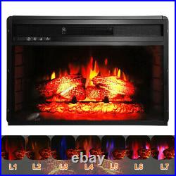 Embedded 26 Electric Fireplace Insert Heater 7 Colors Log Flame Remote Timer