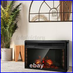 Embedded 26 Electric Fireplace Insert Heater 7 Colors Log Flame Remote Timer