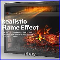Embedded 26 Electric Fireplace Insert Heater 7 Colors Log Flame Timer Remote