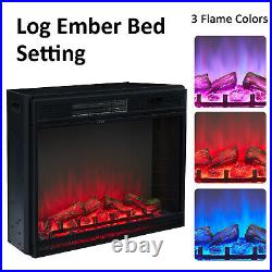 Embedded 28 Electric Fireplace Insert Heater Log Flame Remote & WIFI Control