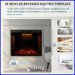 Embedded 28 Electric Fireplace Recessed Insert Electric Heater Remote Control