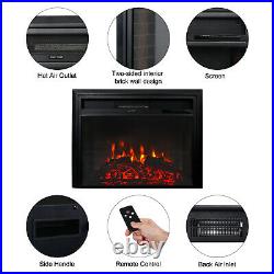 Embedded 28 Electric Fireplace Recessed Insert Heater Log Flame Remote Control