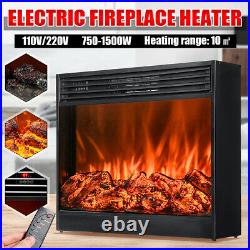 Embedded 31 Electric Fireplace Insert Heater Log Flame withRemote Control 1500W