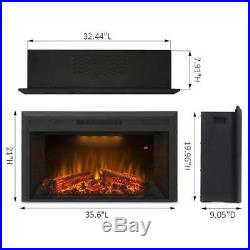 Embedded Fireplace Electric Insert Heater Fire Crackler Sound Wall 750/1500W 36