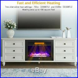 Embedded Fireplace Electric Insert Heater Glass Log Flame Remote 3D Firebox