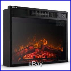 Embedded Fireplace Electric Insert Heater Glass View Flame Wall View Mount Stove