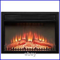 Embedded Fireplace Electric Insert Heater Glass View Log Flame Remote 1400W Home