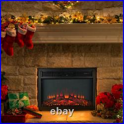 Embedded Fireplace Electric Insert Heater Glass View Log Flame Remote 1400W Home