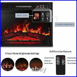 Embedded Fireplace Electric Insert Heater Glass View Log Flame Remote Home 1400W