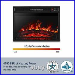 Embedded Fireplace Electric Insert Heater Glass View Log Flame Remote Home 1400W
