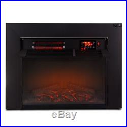 Embedded Fireplace Electric Insert Heater Glass View Log Flame Remote Home 1500W