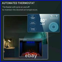 Embedded Fireplace Electric Insert Heater Glass View Log Flame Remote Home 1500W