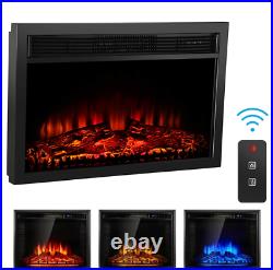 Embedded Fireplace Electric Insert Heater Multi Colors Flame Remote Home 1400W