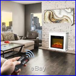 Embedded Wooden Cabinet Electric Fireplace Insert Heater Flame Remote Control