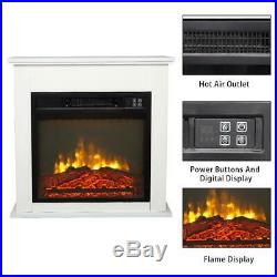 Embedded Wooden Cabinet Electric Fireplace Insert Heater Flame Remote Control