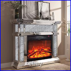 Enene Mirrored Electric Fireplace, Fireplace Mantel Freestanding Heater Firebox