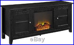 Entertainment Center Electric Fireplace Insert Adjustable Shelving Cabinet