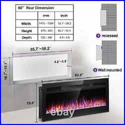 Es Electric Fireplace Insert and Wall Mounted Electric Fireplace 60 inch