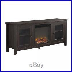 Espresso Wood TV Furniture With Electric Fireplace Insert Console Stand Heater