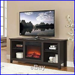 Espresso Wood TV Stand with Electric Fireplace Heater Insert