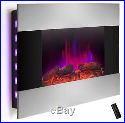 Fake Fireplace Insert Heater Electric Wall Mount Adjustable Steel Log Stone Kit