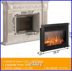 Fireplace Electric Embedded Insert Heater Glass Log Flame Remote, 28.5
