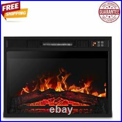 Fireplace Electric Insert Heater Glass Adjustable 1400w Embedded Color Black