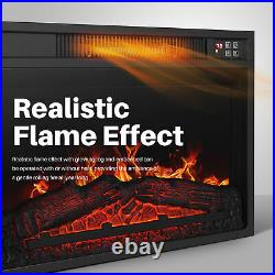Fireplace Electric Insert Heater Glass Adjustable 1400w Embedded Color Black
