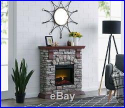 Fireplace Electric Insert Heater Wall LED Bold Flame Faux Stone Remote 38 Inch