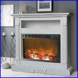 Fireplace Electronic Mantel Freestanding Insert White Remote Control 37 in