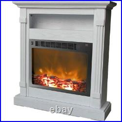 Fireplace Electronic Mantel Freestanding Insert White Remote Control 37 in