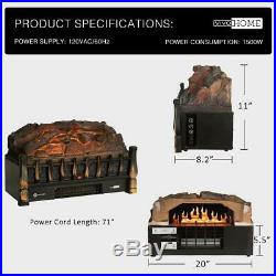 Fireplace Insert Log Electric Realistic Ember Bed Fan Heater With Remote Control