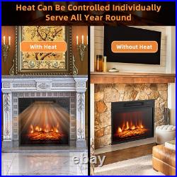 Fireplace Insert Remote Heater Electric Standing 3D Log Flame Room Warmer 1400W