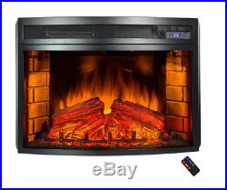 Freestanding 25 in. Electric Fireplace Insert Heater with Tempered Glass, Remote