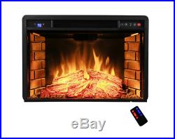 Freestanding 28 in. Electric Fireplace Insert Heater with Tempered Glass, Remote