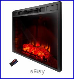 Freestanding 33 in. Electric Fireplace Insert Heater with Tempered Glass, Remote