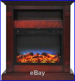 Freestanding Electric Fireplace Firebox With Multi-Color LED Insert Cherry Mantel