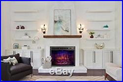 Freestanding&Recessed Electric Fireplace Insert, 36inch, Glass Door&Mesh 750-1500W