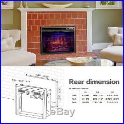 Freestanding&Recessed Electric Fireplace Insert, 39inch, Glass Door&Mesh 750-1500W