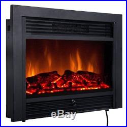 Giantex 28.5 Electric Fireplace Insert with Heater Glass View Log Flame with