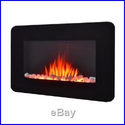 Glo Wall Mounted Electric Fire Small Modern Black Insert Fire Heater Living Room