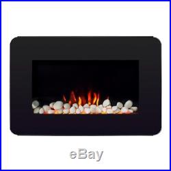 Glo Wall Mounted Electric Fire Small Modern Black Insert Fire Heater Living Room