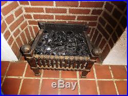 Globe Mfg Electric Fire Grate Cast Iron Glass Black Coal Fireplace Insert WORKS