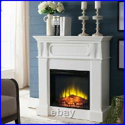 Gorgeous Electric Fireplace 40 Mantel White Traditional Timer Remote Child Lock